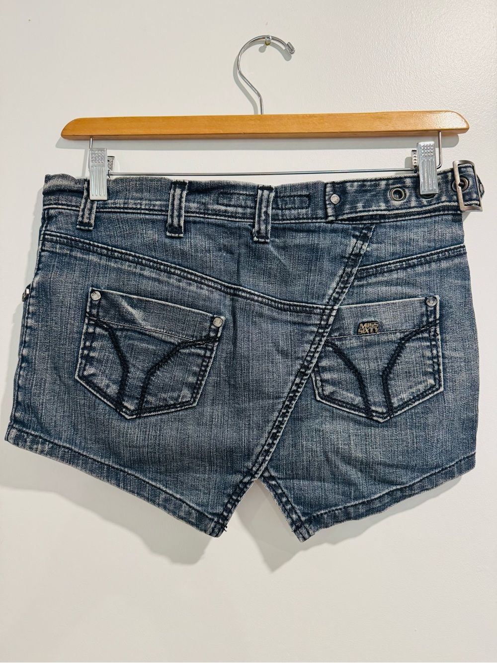 Vintage Y2K Miss Sixty Asymmetrical Denim Mini Skirt Size Small Rare Italian - Picture 3 of 7